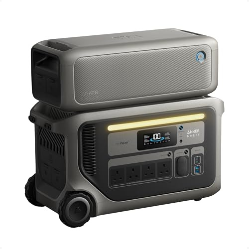 Anker SOLIX F3000, 3600W 3072Wh Power Station with BP3000 Battery | UPS Expandable to 6144Wh, 230V, 20ms UPS, 2400W Solar, Solar Generator for Home, Camping, RVs & Emergencies