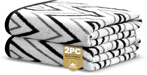 Rapport Home Helix Bath Towels 2 Pack, 70x120cm 100% Cotton - Mono Black