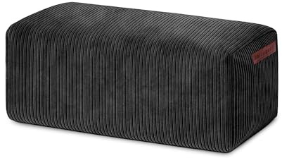 Green Bean Indoor Cord Sitzhocker Pouf Cube Max 70x33x28cm mit EPS-Perlen Füllung - kuschelig weich waschbar - die ideale Ergänzung zum Sitzsack für Kinder & Erwachsene - Schwarz