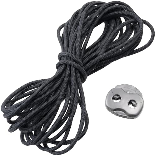 Aerzetix - Set di 5 m Cordoncino Elastico Rotondo Ø3 mm di Colore Grigio Antracite + 10 fermacorde ovali in plastica Argento a 2 Fori Ø4.5 mm