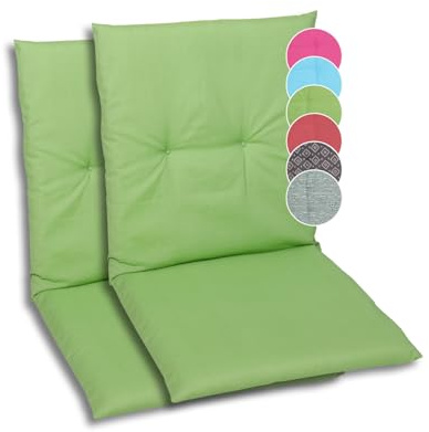 GO-DE Textil Bequeme und attraktive Polsterauflagen für Niederlehner-Gartenstühle (2er-Set, Uni grün, Niederlehner)