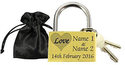Love Lock 40mm Personalised Engraved Padlock with Gift Pouch, Anniversary, Present Love Heart, Valentines Made And Engraved By TSM Trading