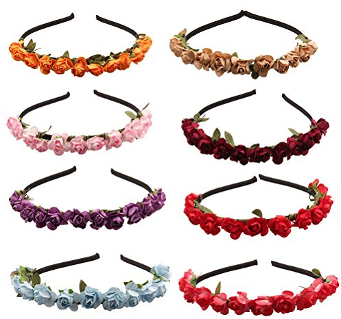 8 Hochzeit Rose Krone Stirnband für Urlaub Party Kopfbedeckung (Zufällige Farben)