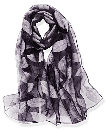 YFZYT Organza-Schal für Damen mit Feder Stickerei Muster/Elegantes Accessoire für Frauen/Organza-Schal/Halstuch/Schulter-Tuch/Schal Chiffon Stola Scarves