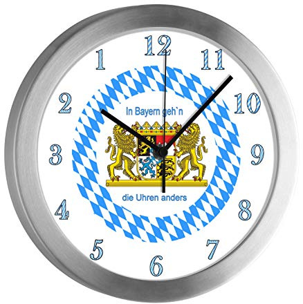 CreaDesign Kinder Funkwanduhr mit (Wunsch) Namen | Kinderzimmer Funkuhr| mit Analog ? Ziffernblatt | geräuscharm | Wanduhr Kind | Motiv Bayern