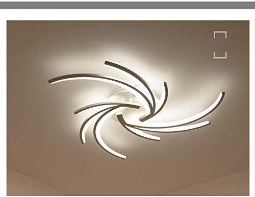 LED Deckenleuchte 2042-3 White 3 Flügel Fernbedienung Lichtfarbe/ Helligkeit einstellbar dimmbar Metallrahmen Modernes Design Wohnzimmerleuchte Schlafzimmerleuchte Deckenlampe (2042White-3WJ)