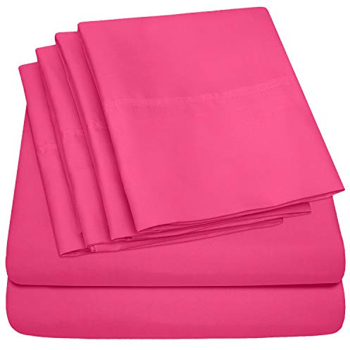 Sweet Home Collection 6 Piece Bed Sheet Set, Full, Fuschia