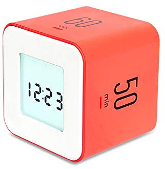mooas Temporizador multicubo/Temporizador Giratorio, Funcionamiento Simple, Reloj y Alarma (Coral neón, Blanco, Amarillo)