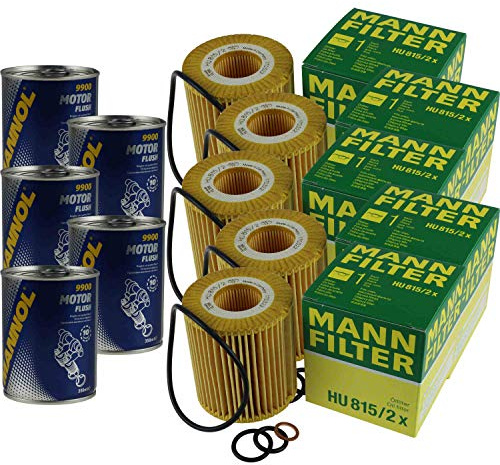 MANN Lot de 5 filtres à huile HU 815/2 x + 5 x rinçage moteur SCT