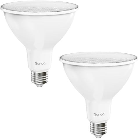Sunco 2 Pack PAR38 LED Flood Light Bulb, 13W=100W, Dimmable, Waterproof