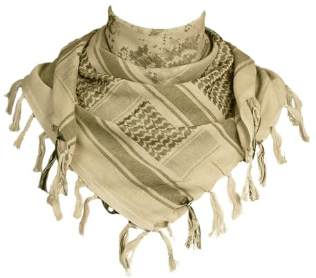 FREE SOLDIER Bufanda Militar Shemagh Tactical Desert Keffiyeh Bufanda de Cuello con Cabeza Bufanda árabe con Borla 43x43 Pulgadas,Camuflaje de Arena