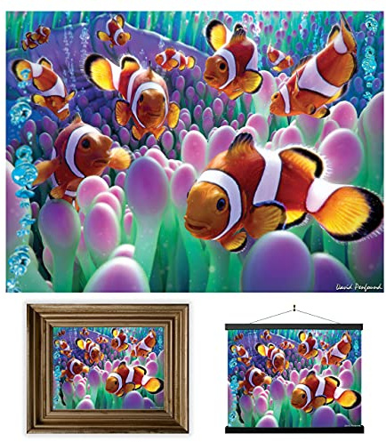 3D LiveLife Deluxebase Clown Fish Wall Affisch, 3D Ocean Poster utan ram. Perfekt väggdekoration. Licensierat originalkonstverk av den berömda konstnären, David Penfound