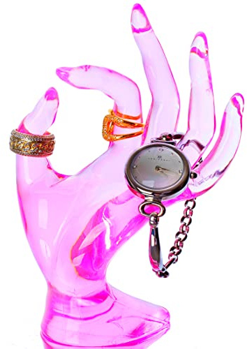 HOMEGOAL Ringhalter, rosa Raumdekoration, Handschmuckhalter, dänische Pastell-Raumdekoration, adrette Dekoration, Schaufensterpuppenhand, Polyresin, 17,8 cm (Rosa)