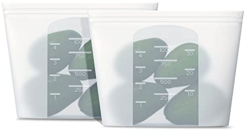 Winrock Reusable Silicone Food Storage Bag, for Microwave, Oven, Fridge, Freezer & Sous Vide Zip Sealed Containers (2 Middle size 32oz 1000ml)…