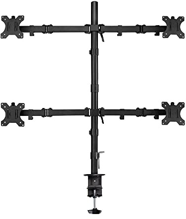 ACT Monitor Halterung 4 Monitore SOHO, für 32 Zoll, VESA 75/100mm, höhenverstellbarer Quad Monitor Stand für den Schreibtisch, neigbar 180° schwenkbar 360° drehbar 360°, Gewicht Max. 8KG - AC8304