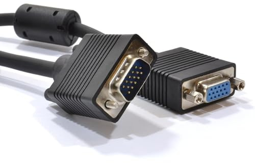 kenable Cable de extensión para monitor SVGA HD15 de 15 pines macho a hembra, 3 m, color negro