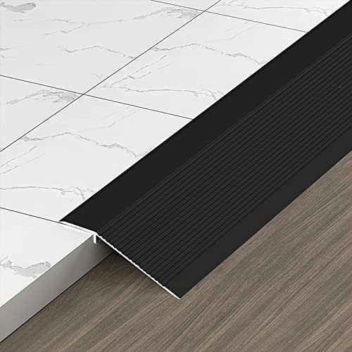 Übergangsleiste Metall-Schwellenleisten, Vinyl-Holz-Laminat-Bodenbelag-Abdeckleisten, für Türöffnung, Küche, Schlafzimmer, zuschneidbar und anpassbar (Color : Black, Size : W 10CM - L 105CM/41.3IN)