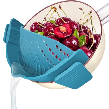 YEVIOR Clip on Strainer for Pots Pan Pasta,Silicone Food Pan Strainer