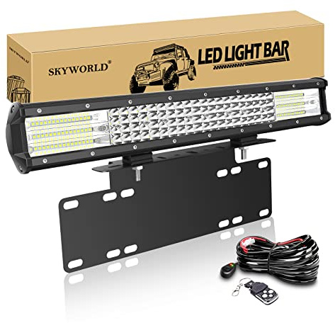 SKYWORLD Barre lumineuse LED de Travail, 50.8 cm 510W Phare Led Lampe Light Barre avec Support de Montage Plaque d'immatriculation, 12V stroboscopique Câblage, Offroad Véhicule Voiture camion 4x4