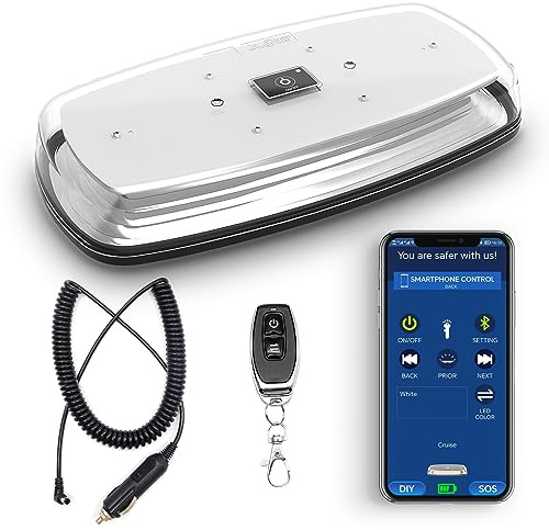 Agrieyes APP Control Mini Strobe Light Bar Rechargeable, Magnetic Amber/White LED Beacon Light, Wireless Emergency Light for Vehicles, Trucks, Tractor, Golf Cart