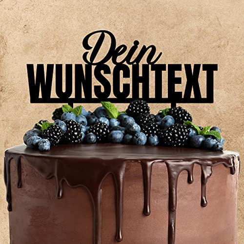 Wunschtext Cake Topper aus Acryl zur Hochzeit Geburtstag Taufe Party usw. | für Dich personalisiert | Wunschnamen | Kuchendeko Tortenstecker | schwarz | Kuchendekoration und Tortenschmuck