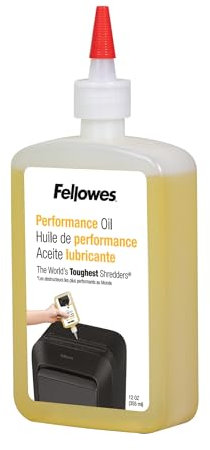 Fellowes Aktenvernichter-Öl, Inhalt: 355 ml, zur Pflege von Partikelschnitt- und Mikroschnitt Aktenvernichtern, einfache Dosierung