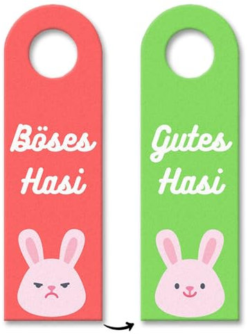 Gutes Hasi - Böses Hasi Hasen Türhänger 3er Set in rot-grün Hase Türschild Ostern Türanhänger niedlich aus Filz mit Kosewort für die Zimmertüre um seine Laune zu zeigen Freundin