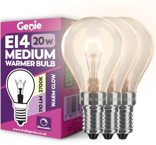 20W E14 Scentsy Light Bulb (Pack of 3) Medium Fancy Globe Incandescent Glass 230V for UK Scentsy Standard Wax Warmers | 2700K Warm White | Dimmable | Pygmy/Small Edison Screw (SES) Base (20, Watts)