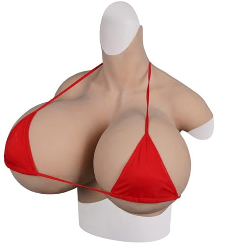 HUANQIN Brustprothese künstliche brüste Brustformen Silicone Filled Baumwolle Gefüllt E Cup, Crossdresser Brüste Brustformen Falsche, Silikon-Nippel Brustwarzen Mastektomie Brust Enhancer, Elfenbein