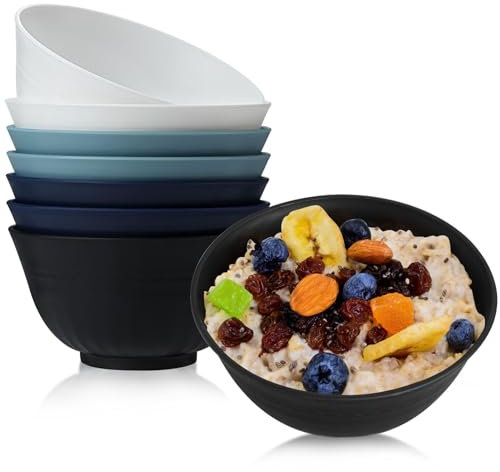 Pleafind Plastic Bowls Set of 8, 24 Oz Soup Bowls for Multi-Purpose Use, Unbreakable and Durable Salad Bowl, Dishwasher and Microwave Safe, BPA-Free, Idea for Camping, Outdoor, Daily Usage