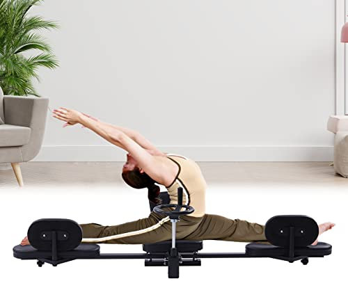 Beinspreizer Spagat Stahl Beinspreizer mit Drehkurbel, Trainer BeinTraining Mechanischer Bein-Strecker Maschine Schwarz PU Fitness Dehnungstrainer für Beinspreizer zum Stretch Maschine
