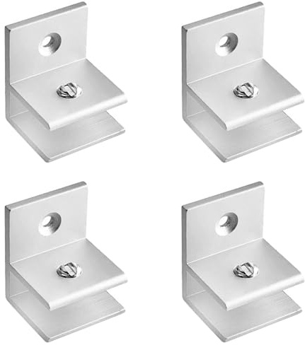 Confezione da 4 morsetti in vetro, a forma di F, per vetro spesso 10-12 mm, legno [argento]