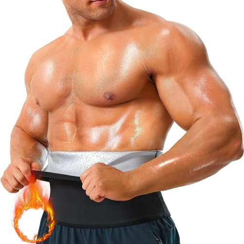 HonunG Herren Bauchweggürtel Schwitzgürtel Gürtel Taille Trimmer Bauchgürtel Waist Trainer Sauna-Gürtel Bauchwickel für Männer Body Shaper Bauchweg Taillenformer (Silber,L-XL)