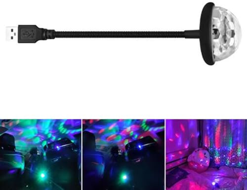 MODOAO USB Mini Disco Ball Lights RGB Dj Lights Stereo Party Auto Multi Colour Car Ambient Lights Room Decoration Lights Strobe Lights