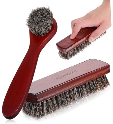WOFASHPURET 2pièces Brosses CRIN De Cheval pour Lustrer Et Nettoyer Chaussures Cuir Brosse à Chaussures Et Brosse à Cuir pour Meubles Et Sièges