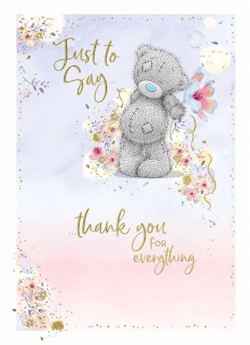 Me to You Thank You Card Tatty Teddy With Flower - Official Collection