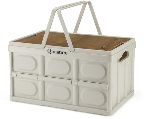 Qunature Campingbox Faltbare, Aufbewahrungsbox mit Deckel 55L, Klappbox | Campingschrank Organize Outdoor Camping Zubehör für Reisen, Familie