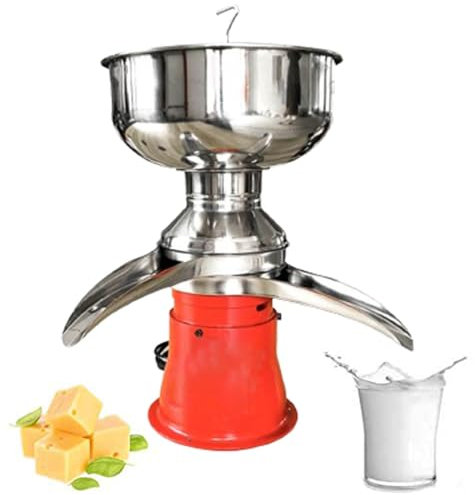 MhWrughts 50L/H Electric Centrifugal Milk Cream Separator, 304 Stainless Steel, Adjustable Consistency Milk Cream Skimmer for Cows Milk Goats Milk Farm Home Kitchen Use