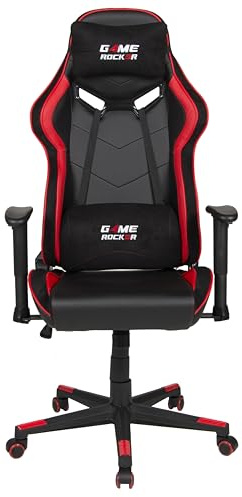 GAME ROCKER Gaming Stuhl G-30 Kunstleder schwarz/rot, bis 110 kg belastbar