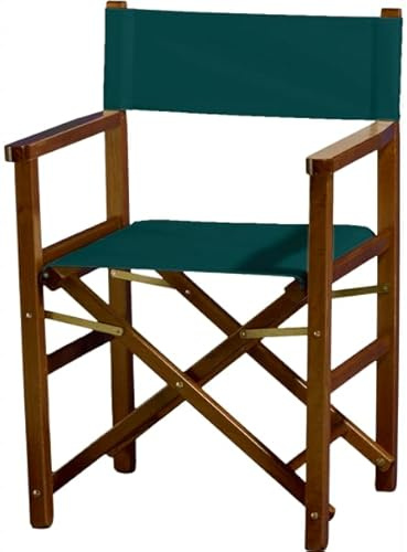ZStyle Regiestuhl aus Naturholz, verstärkter Stoff, Buche, zusammenklappbar, Armlehnen, Innen- und Außenbereich, Garten, Camping, Terrasse, Director, Bar, Restaurant (Mahagoni-Stuhl – grüner Stoff)