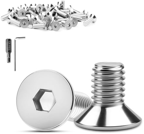 XRXYMQ 20 Stück Senkkopfschrauben M8 x 16 mm Schrauben Edelstahl V2A | Innensechskant Schrauben aus Edelstahl, Senkkopf, Silber, Rostfrei, Einfache Montage, Möbelbau, Heimwerken