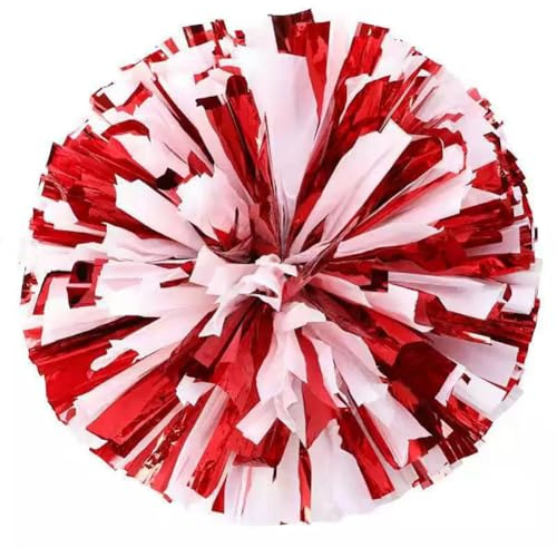 Pmnzdy Cheerleading Pompoms 1 Paar Matte Bunte Cheerleader Pompoms Tanzpompons Pom Poms Handblumen Ringstil: rot+weiß S