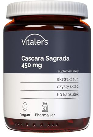 Vitaler's Cascara Sagrada 450 mg - 60 Capsules, Vegan, 2 mois de supplémentation, Sans conservateur, Composition pure