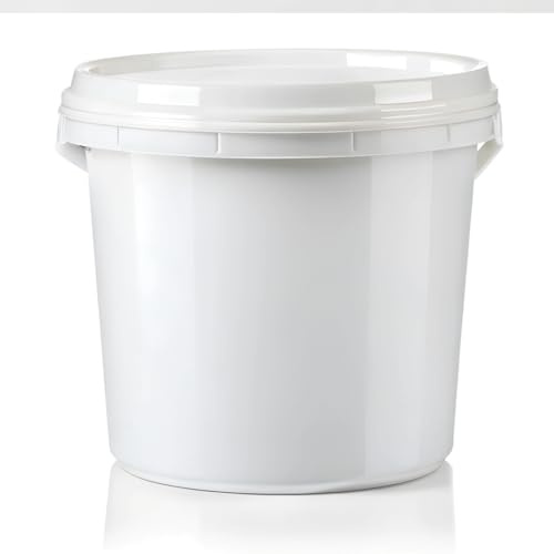 BW WHOLESALE - 20ltr x 1 Bucket - White Bucket With Lid - Food Safe Stable Airtight Leak Proof Odorless Plastic Storage Container With Handle (1, 20 Ltr)