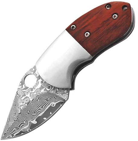 Taschenmesser Damast Klappmesser Kleines Scharfes Damaszener Holzgriff Aus Geschmiedet Damaskus Edelstahl messer klinge loch Outdoor Edc Messer Survival mini Einhandmesser Damaststahl messer Förderung