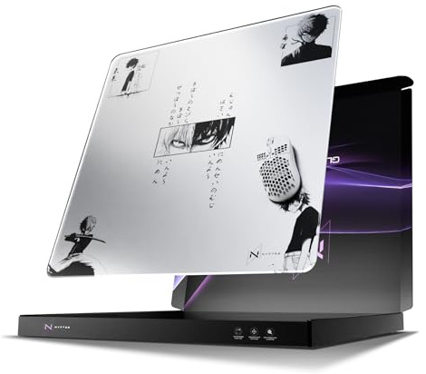 Nyfter Glas Gaming Mauspad 50x50 – Ultra-Präzise Oberfläche, Gehärtetes Glas, Vollsilikon-Anti-Rutsch, Abgerundete Kanten, Perfekter Glide – Premium Mouse Pad/Glasspad für Esports & Gaming (Duality)