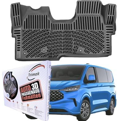 Trimak Passgenau 3D Fussmatten Auto Kompatibel mit Ford Tourneo Custom 2.Gen Automatik Getriebe ab 2023 Auto Zubehör 1. Reihe Vorne Gummimatten Autos TPE Allwetter Geruchlos rutschfest