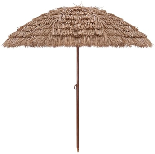 Sombrilla De Exteriores Paja Simulada 160/200/240/300 cm Con Opciones De Base, Inclinable, Impermeable, UPF30+, For Patio, Playa, Jardín, Sombra, Protección Contra La Lluvia Y Resistencia Al Viento(Pa