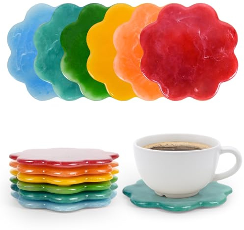Whemyreat 6 posavasos de resina boho de 11 cm, para bebidas, tazas, bares, jarrones, velas, cocina, salón, decoración, regalo de inauguración de cumpleaños