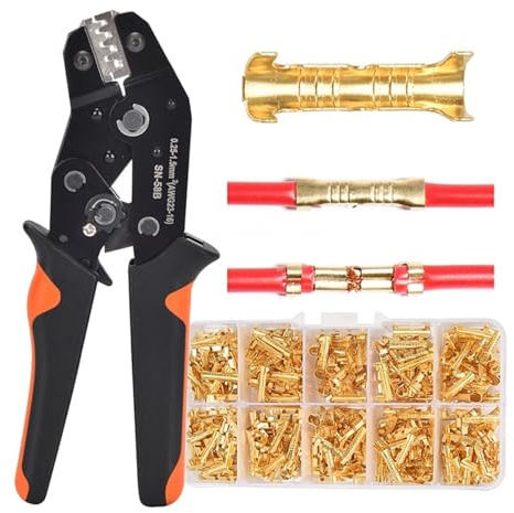 tenazas， Herramienta de engarce, alicates de engarce con resorte, herramienta manual, conector de cable hembra-macho, kit surtido de terminales con aislamiento eléctrico.
